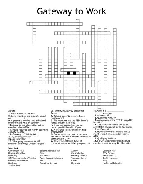 Gateway to Work Crossword WordMint