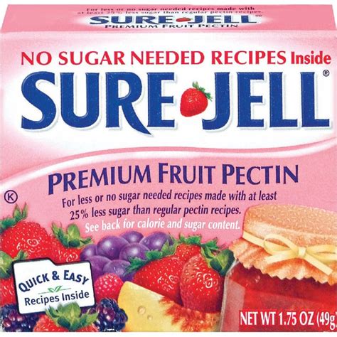 1 package of Sure Jell fruit pectin; Jump to Recipe. Place all of the destemmed berries in a stock pot and heat over medium heat. Stir the berries and mash with a potato masher frequently to release all of the juices. Once the juice has come to a boil reduce the heat to medium- low and simmer, covered, for 10 minutes.. 