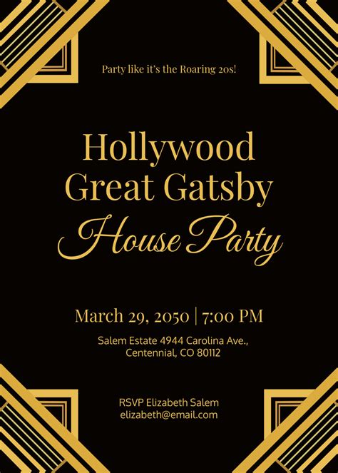 Gatsby Invitation Template Free Card Template