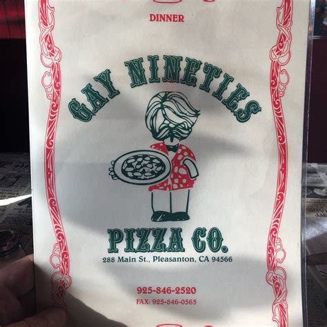 Gay Nineties Pizza menu