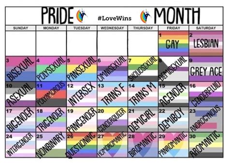 Gay Pride Calendar by Date