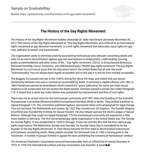 Gay Rights Movement Essay