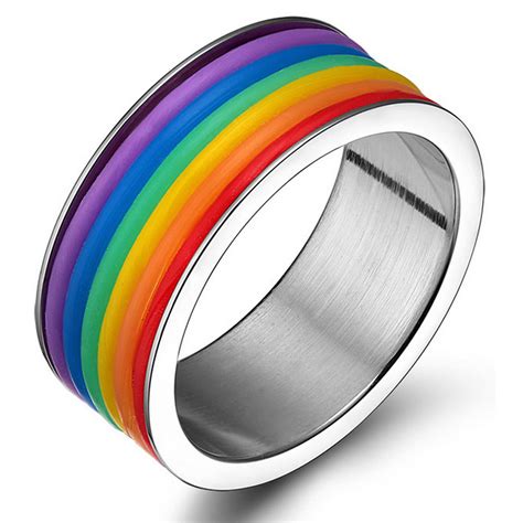 Gay wedding rings. Purple Line Ring, Carbon Fiber Ring, Statement Ring, Manly Ring, Boyfriend Ring, Promise Ring, Black Ring. (285) $79.07. FREE shipping. Wedding Band 925 Sterling Silver Unisex, His & Hers, Engagement, Promise ring. Thumb, toe. Comfort Fit 6mm Made in the USA. Sizes 5.5-13. 