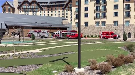 Gaylord rockies resort collapse. This photo provided by Aurora Fire Rescue shows firetrucks parked … 