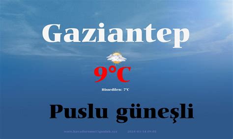 Gaziantep şahinbey de yarınki hava durumu