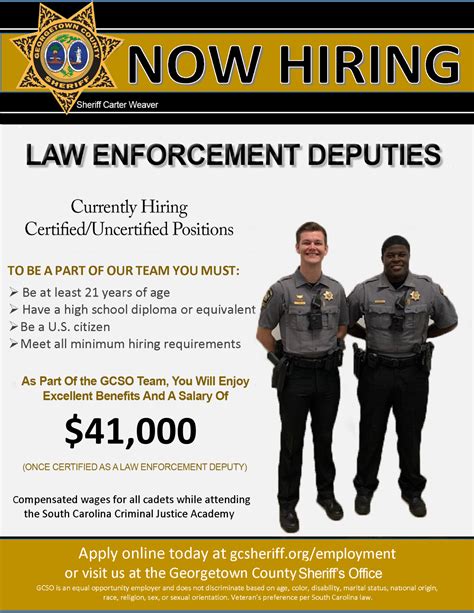 You are applying for a position with the Georgetown County Sheriff's Office. It is the policy of the Sheriff's Office to maintain an efficient and effective workforce by selecting capable, qualified applicants through a fair nondiscriminatory selection process. All elements of the selection process will be administered, scored, evaluated,. 
