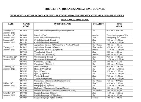 Gce timetable for 2020.  Feb 2, 2020 · WAEC GCE Timetable 2020 for all days.  Candid...