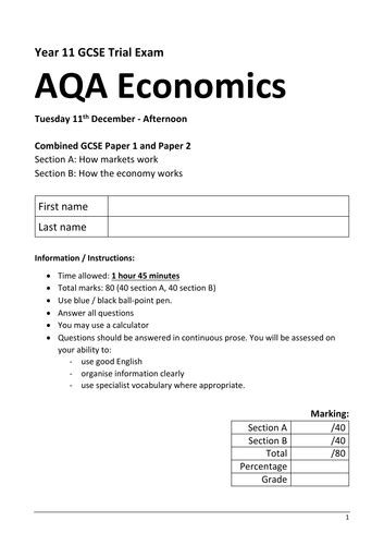 Gcse Economics Mock Exam