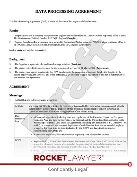 Gdpr Data Processing Agreement Template Uk Master Template
