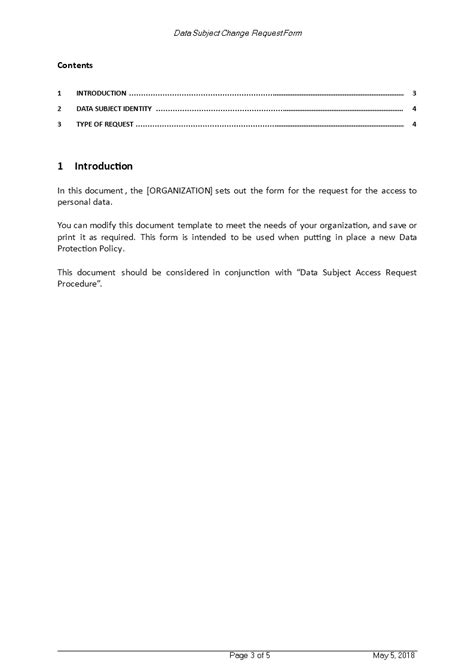 Gdpr Data Subject Change Request Form Templates At Allbusinesstemplates Com