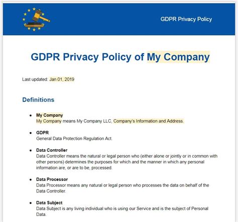 Gdpr Template Privacy Policy