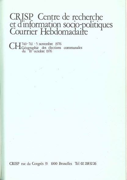 Géographie des élections communales du 10 octobre 1976. - Book and godson robert g barrett.