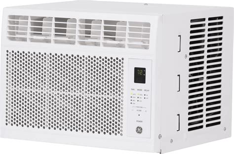 Ge 250 sq ft window air conditioner. Delivers 6000 BTUs to cool small rooms up to 250 sq ft. Easy Mount window installation kit included. Easy to operate controls with a digital thermostat. Maximum cool - 2-way air direction, 3 cooling speeds and 3 fan speeds. Energy Saver mode - the fan and compressor run only when cooling is needed and shuts off when the room is cool enough. 