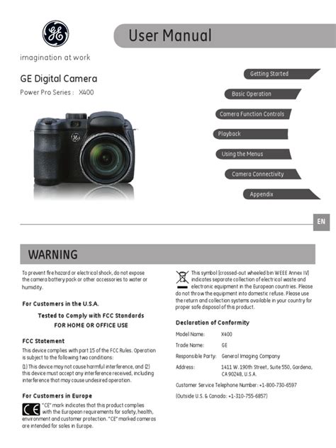 Ge digital camera x400 owners manual. - Edy instructors handbook by peter farrell.