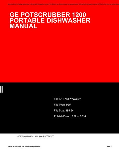 Ge potscrubber 1200 portable dishwasher manual. - Birds of pakistan helm field guides.