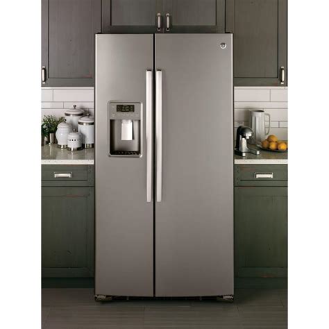 GE. 17.5 Cu. Ft. Top Freezer Refrigerator in Fingerprint Resistant Stainless Steel. Total Capacity (cu. ft.) 17.5 cu ft. Height to Top (in.) 67.375 in. Installation Depth. Standard Depth. Ice Maker Features. No Ice Maker. Depth (Excluding Handles) (in.) 30.5 in. Add to Cart. Compare. More Options Available $ 598. 00 $ 829.00.. 