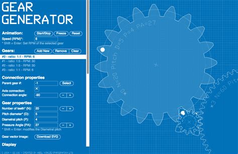 Gear generator. Gear Generator is an online tool that can be used simulate gear train designs. While it seems capable of much more, this video is on how to use it to emulate... 