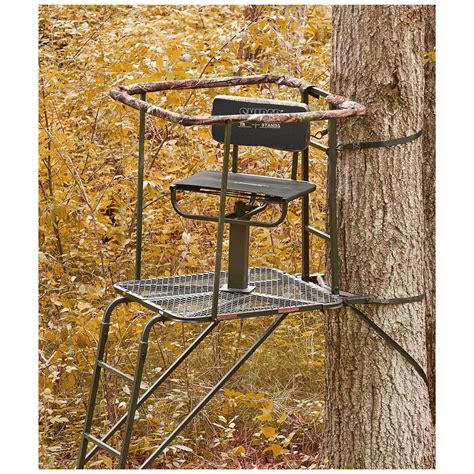 Climbing stands are two-piece units that consist of a seat assembly and a platform assembly. The beauty of climbing stands is that, as their name implies, they are not only a seat in the tree, but also a means of getting up there. This eliminates the need to worry about tree steps or ladders. To use a climbing stand, you must first attach both .... 