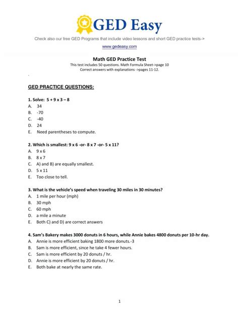 Ged Math Worksheets Printable For Practice Surprising Word Problems Free Printable Ged