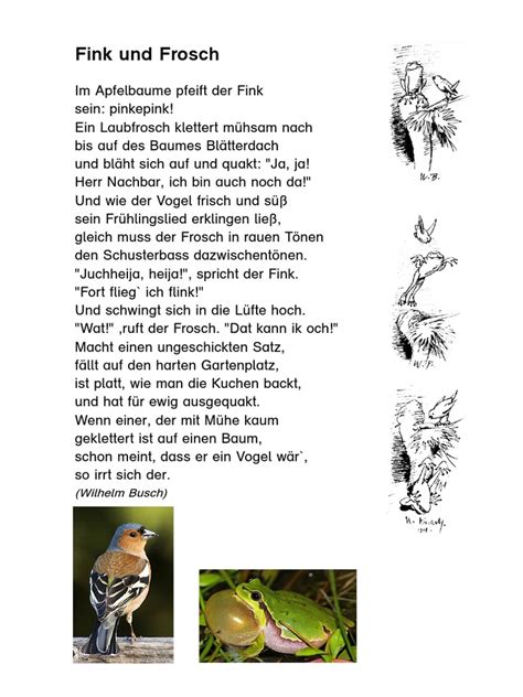 Gedicht von Wilhelm Busch: Fink und Frosch STIPvisiten