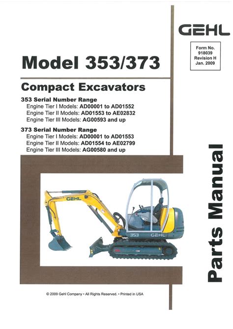 Gehl 353 373 compact excavators parts manual. - Service repair manual keeway arn 150.