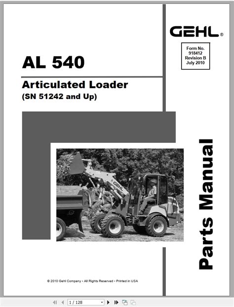Gehl al 540 articulated loader parts manual. - Laboratory manual for fluid power hydraulics and pneumatics.
