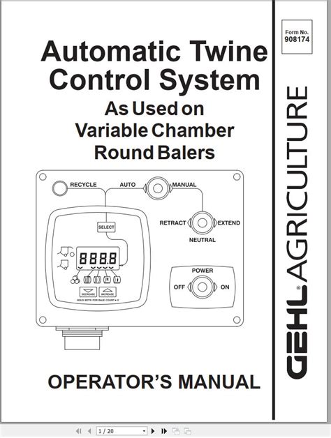 Gehl automactic twine control system bedienungsanleitung. - York 2015 manuale della palestra di casa.