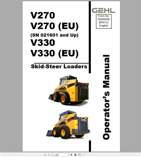 Gehl v270 v270 eu v330 v330 eu sollevamento manuale skid steer loader manuale delle parti. - Ge fanuc 18 t operator manual.