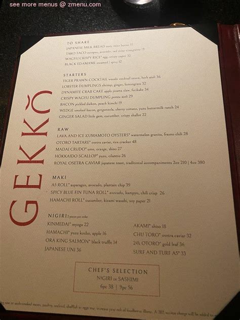 Gekko Restaurant Prices