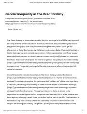 Gender Inequality In The Great Gatsby - 162 Words Studymode