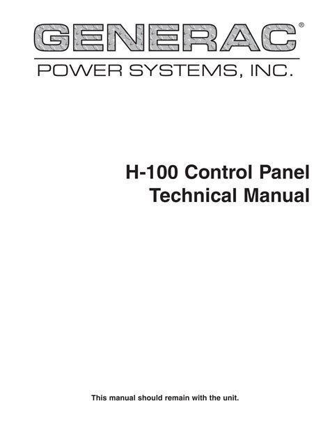 Generac h 100 control panel technical manual. - Blue guide athens fifth edition blue guides.