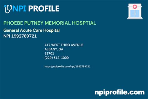 General Acute Care Hospital in Albany, GA - NPI Profile