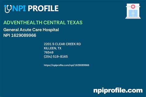 General Acute Care Hospital in Killeen, TX - NPI Profile