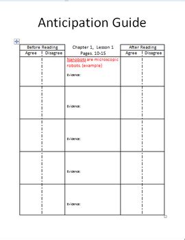 General Anticipation Guide Template To Activate Prior Knowledge Before Reading