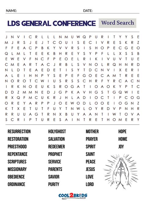 General Conference Word Search Printable