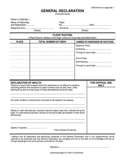 General Declaration Form Fill Out and Sign Printable PDF Template