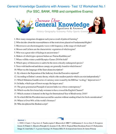 General Knowledge Questions Test No.12 Docsity