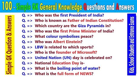 General Knowledge for Kids, 100+ simple GK …