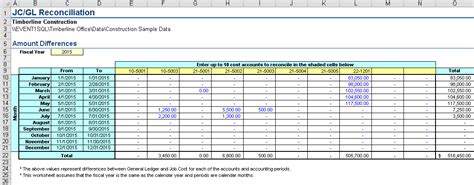 General Ledger Reconciliation Template Database