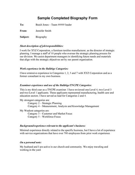 General biography form