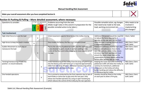 General risk assessment guidelines for manual handling. - Manual speed and accuracy sample test.
