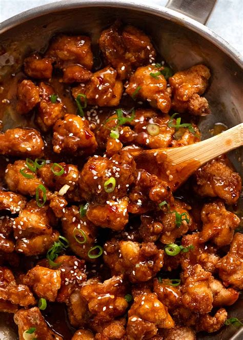 General tsos. Let sit 15 minutes or refrigerate for up to 1 day. While the chicken rests, whisk together the sauce ingredients until smoothly combined: water, soy sauce, hoisin, ginger, chili garlic sauce, rice vinegar, cornstarch, and sesame oil. Cook the chicken: Heat the canola in a wok or large skillet over medium-high heat. 