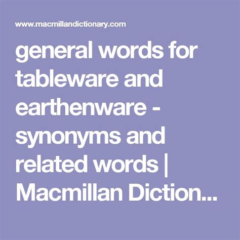 General words for tableware and earthenware