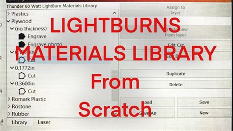 Generating Materials Library in LightBurn from scratch YouTube