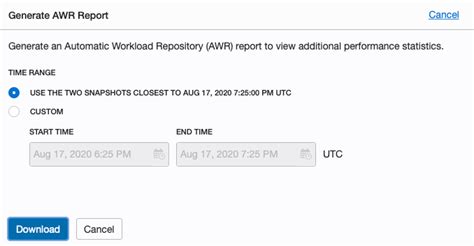 Generating an AWR report for Autonomous Databases