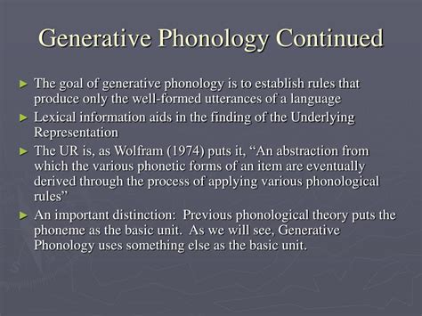 Generative Phonology Description and Theory