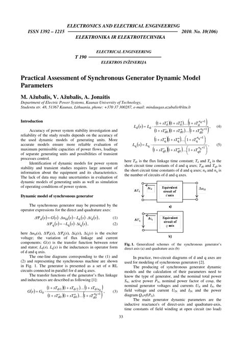 Generator dynamics.  This paper is focused on synchronous generator dynamic mo...