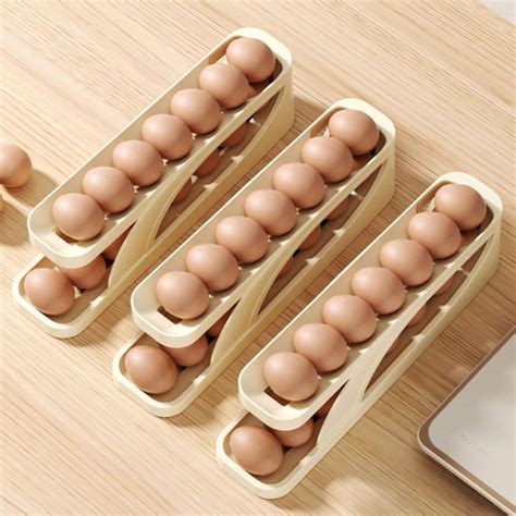 Generic Egg Storage Box Fridge Bin Egg Holder Automatic Rolling …