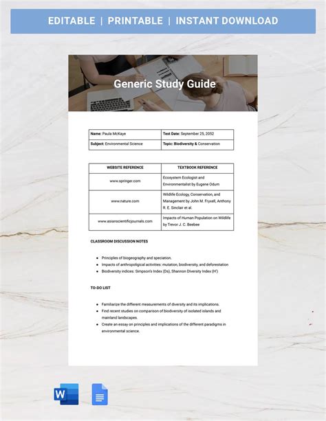 Generic Study Guide Template in Word, Google Docs, Pages Download