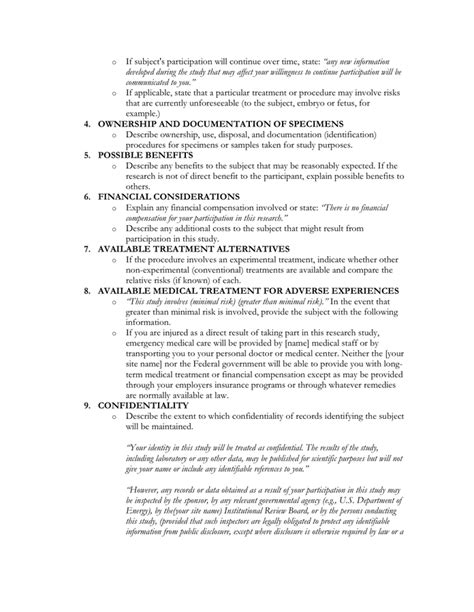 Generic sample informed consent form in Word and Pdf formats page 2 of 4